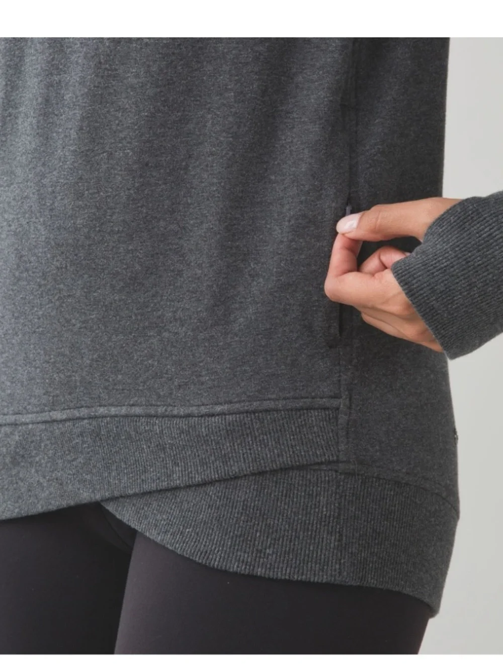 Lululemon On The Double Pullover Heathered Dark Grey Sz 6